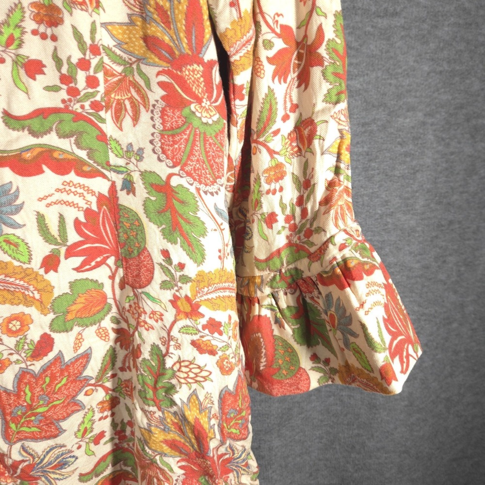 Gretchen Scott Floral Button Front Blouse Womens Medium Bell Sleeve Boho - Picture 7 of 13